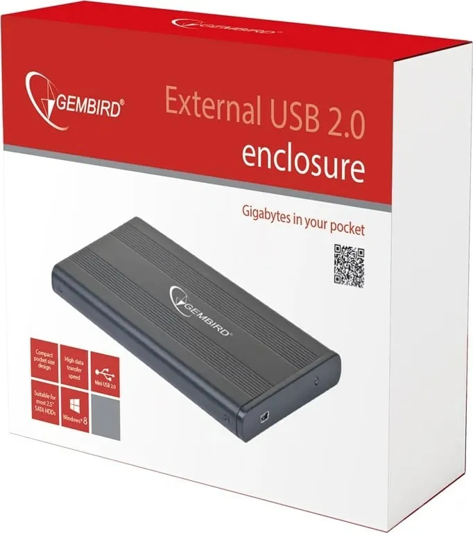 Disk Drive Gembird EE2-U2S-5, 2.5" e zezë - 1
