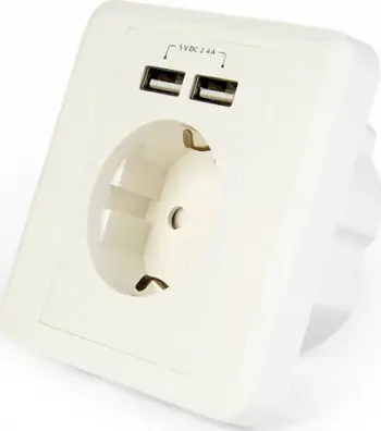 Prizë muri Gembird EG-ACU2A2-01, 2 porte USB, 2.4A, e bardhë