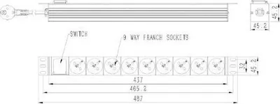 Shirit rryme Gembird PDU 9xFR, 1U, 16A, 2m, i zi - 4