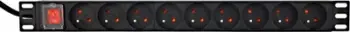 Shirit rryme Gembird PDU 9xFR, 1U, 16A, 2m, i zi