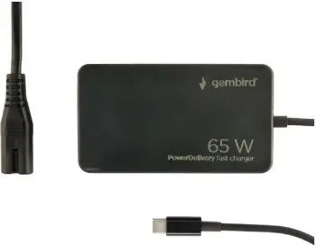 Adapter Gembird 65W, Power Delivery, GaN, USB-C