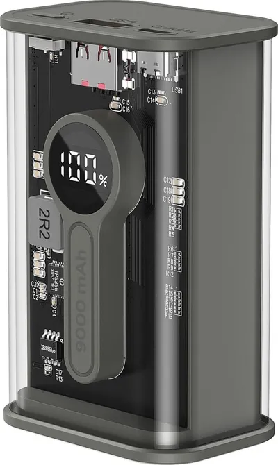 Powerbank Gembird Transparent, 9000mAh, 2x USB, i zi - 1