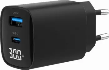 Karikues universal Gembird GaN, 30W, 2 porta USB USB C, me ekran LCD, i zi