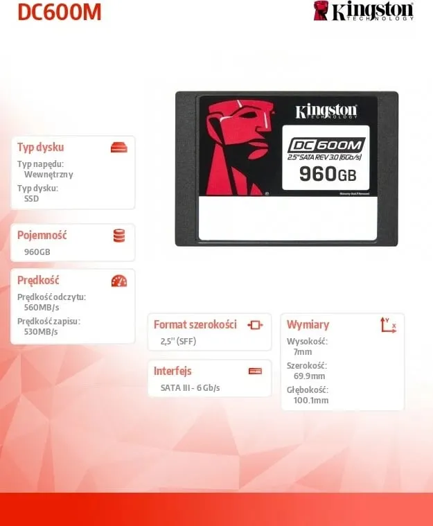 Disk SSD Kingston DC600M, 960GB, i zi - 1