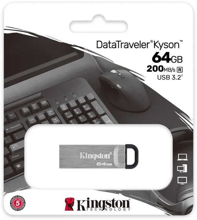 USB Kingston DataTraveler Kyson, - 64GB, e argjendtë - 2