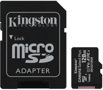Kartelë për memorie Kingston Micro SDXC Canvas Select Plus 100R 128GB 100MB/s UHS-I + adapter