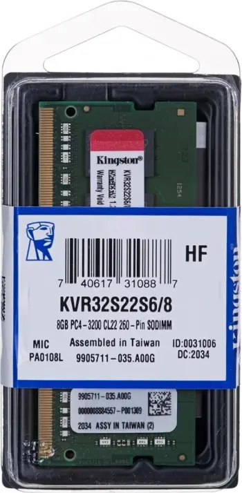 Memorie RAM Kingston ValueRAM, SODIMM, DDR4, 8GB, 3200 MHz, CL22