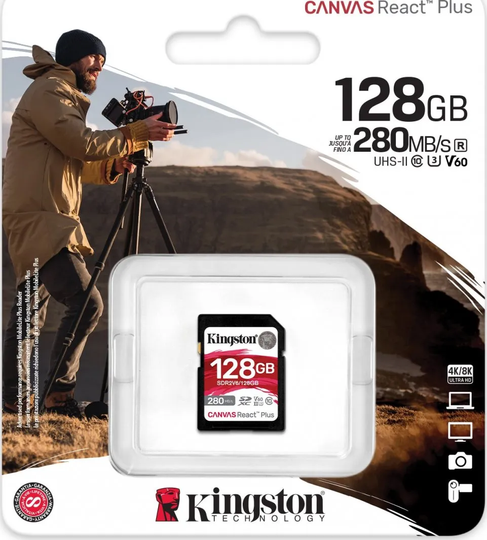 Kartë memorie Kingston Canvas React Plus, SDXC, 128GB - 3
