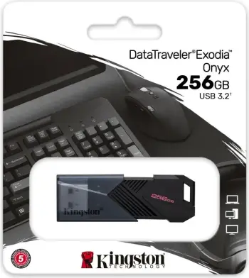 USB Kingston DataTraveler Exodia Onyx - 256GB, e zezë