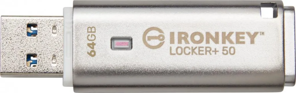 USB Pendrive Kingston IronKey Locker+ 50, 64 GB, i argjendtë - 3
