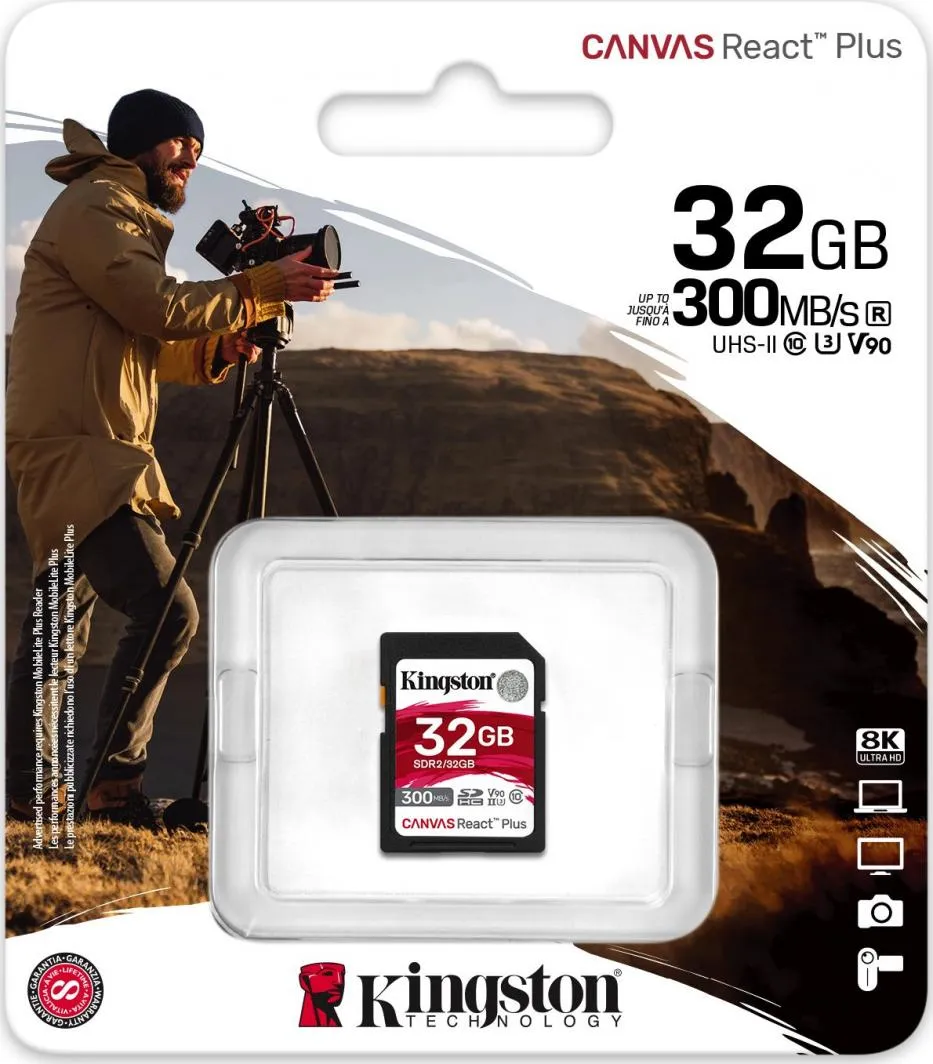 Kartë memorie Kingston Canvas React Plus SDHC 32GB, Klasa 10, UHS-II/U3, V90 - 3