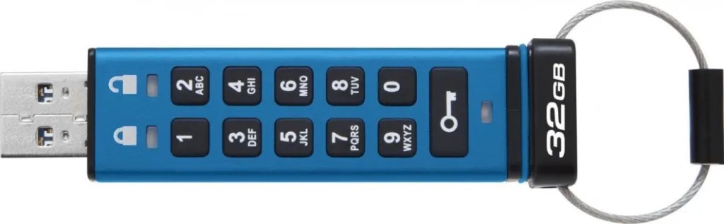 USB Pendrive Kingston IronKey Keypad 200, 32 GB, i kaltër - 3