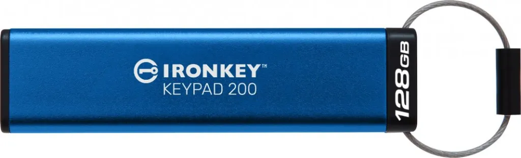 USB Pendrive Kingston IronKey Keypad 200, 128GB, i kaltër - 1