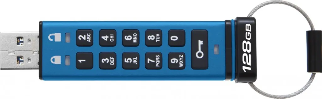 USB Pendrive Kingston IronKey Keypad 200, 128GB, i kaltër - 3