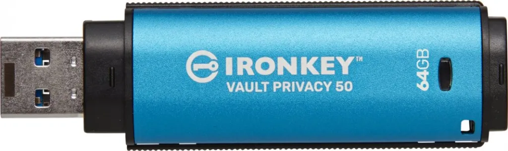 USB Kingston IronKey Privacy 50, 64 GB, i kaltër - 3