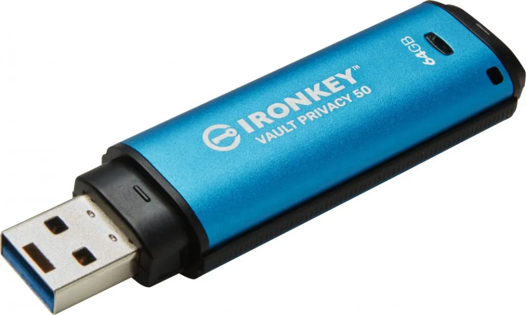 USB Kingston IronKey Privacy 50, 64 GB, i kaltër - 4