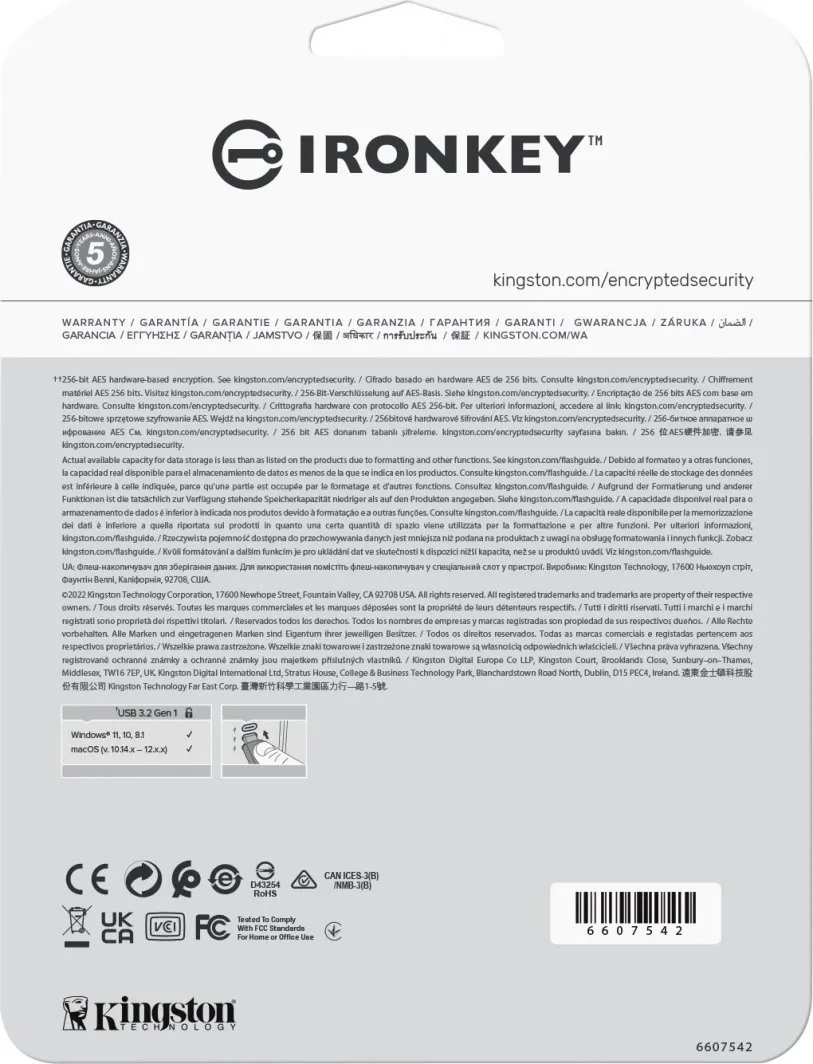 USB Kingston IronKey Privacy 50, 64 GB, i kaltër - 8