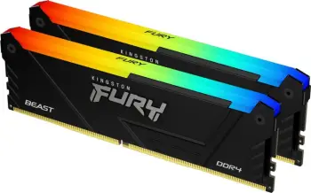 Memorie Kingston Fury Beast RGB, DDR4, 64 GB, 3200 MHz, CL16, KF432C16BB2AK2/64