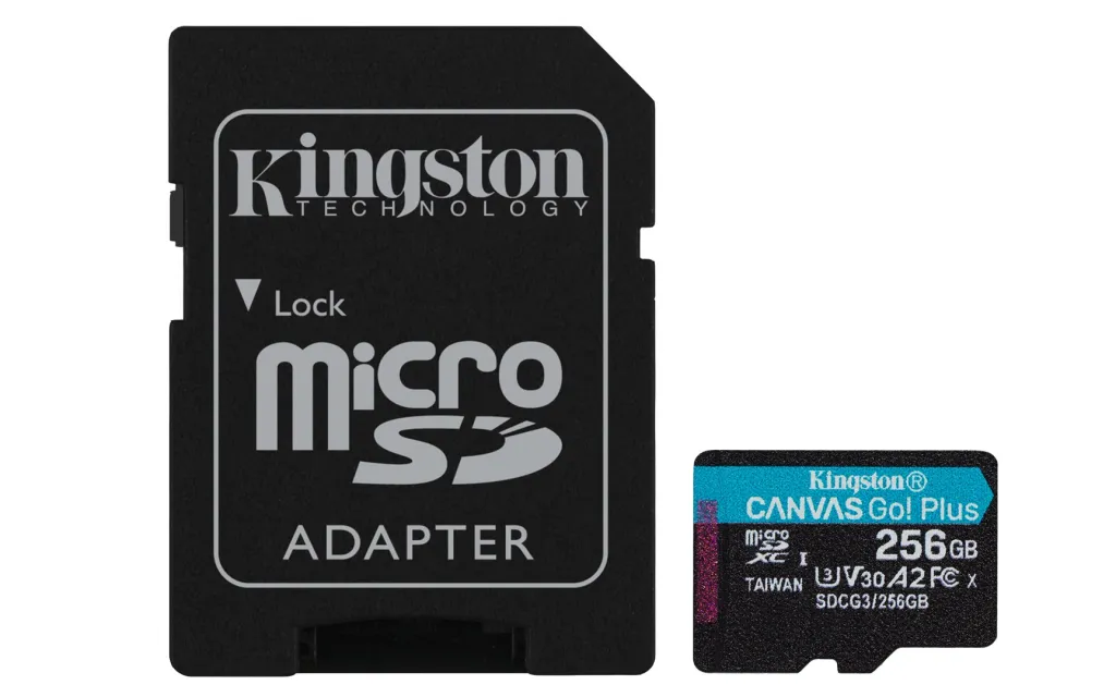 Kartë e memories Kingston Canvas Go Plus, MicroSD, 256 GB, Class 10 + përshtatës SD - 1