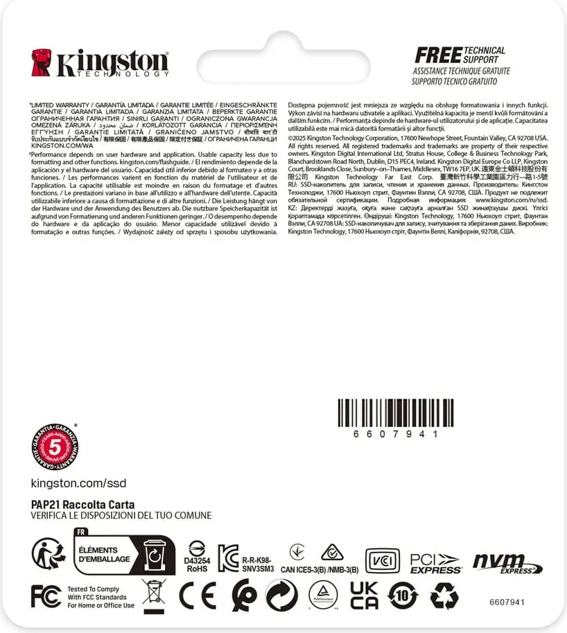 SSD Kingston NV3 M.2 2230, 2TB, PCI Express 4.0 - 4