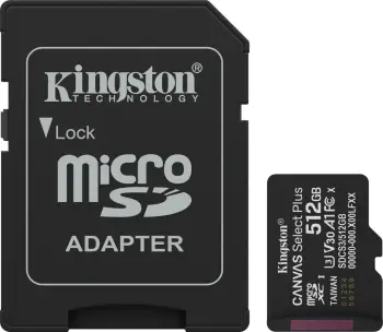 Kartelë memorie microSDXC Kingston Canvas Select Plus Gen3 512GB me adapter, e zezë