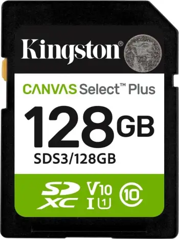 Kartë memorie SDXC Kingston Canvas Select Plus Gen3 128GB, 150MB/s, e zezë