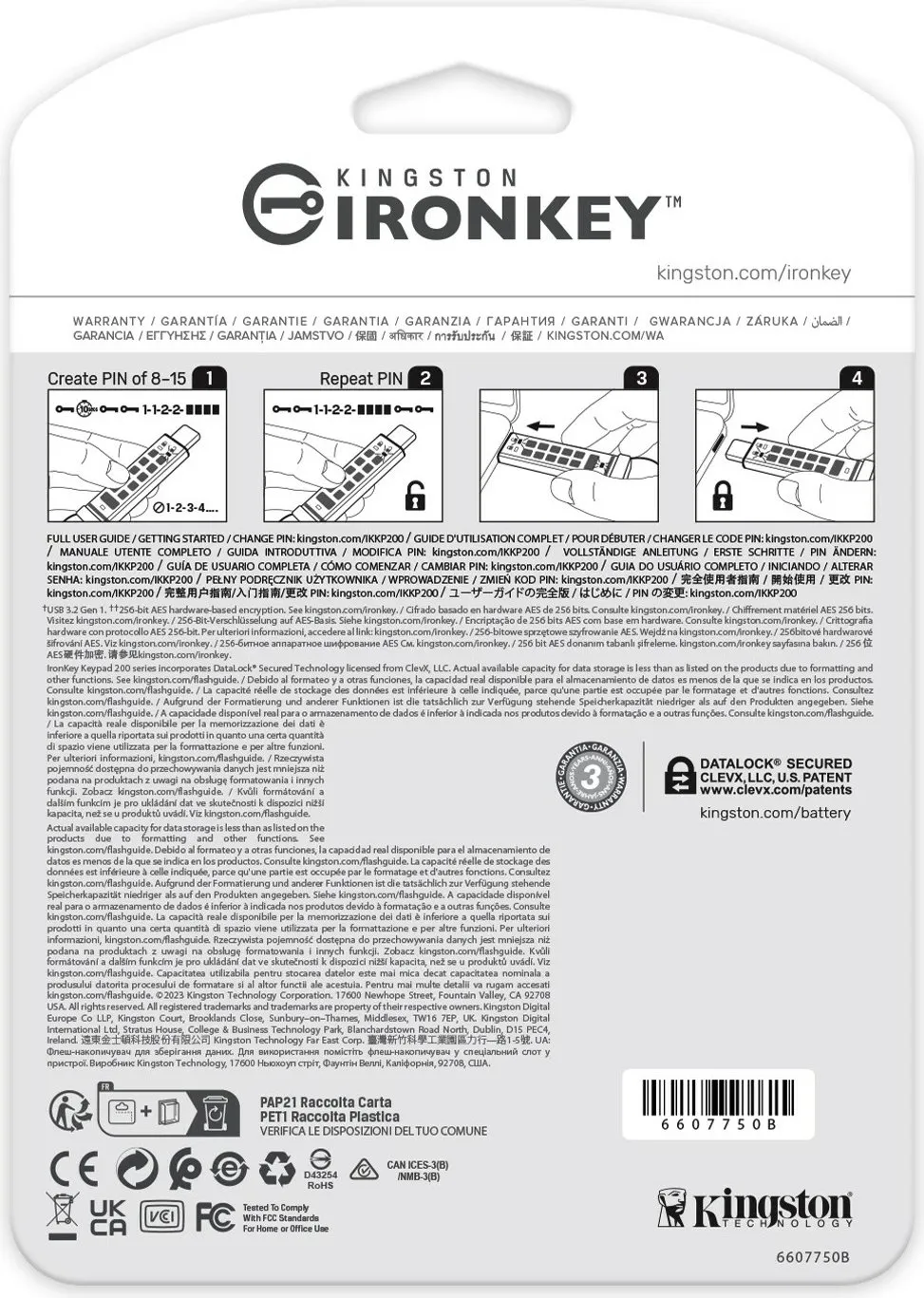 USB stick Kingston IronKey Keypad 200C 512GB, USB-C, blu - 2