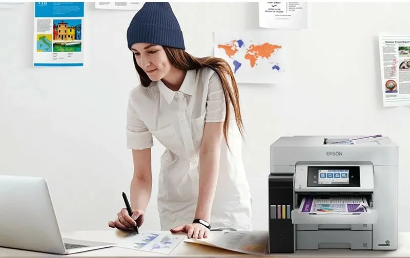 Printer inkjet Epson EcoTank ET-5880, A4, 25 ppm, 4800 x 2400 DPI, i bardhë - 1