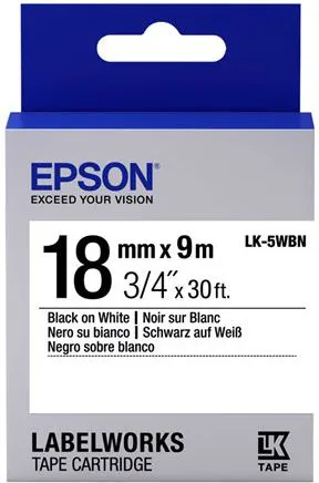 Shirit printimi Epson LK5WBN, 18 mm, 9 m, i bardhë - 1