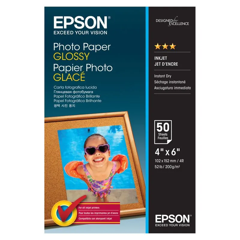 Letër fotografike Epson Glossy, 10x15 cm, 50 copë - 1
