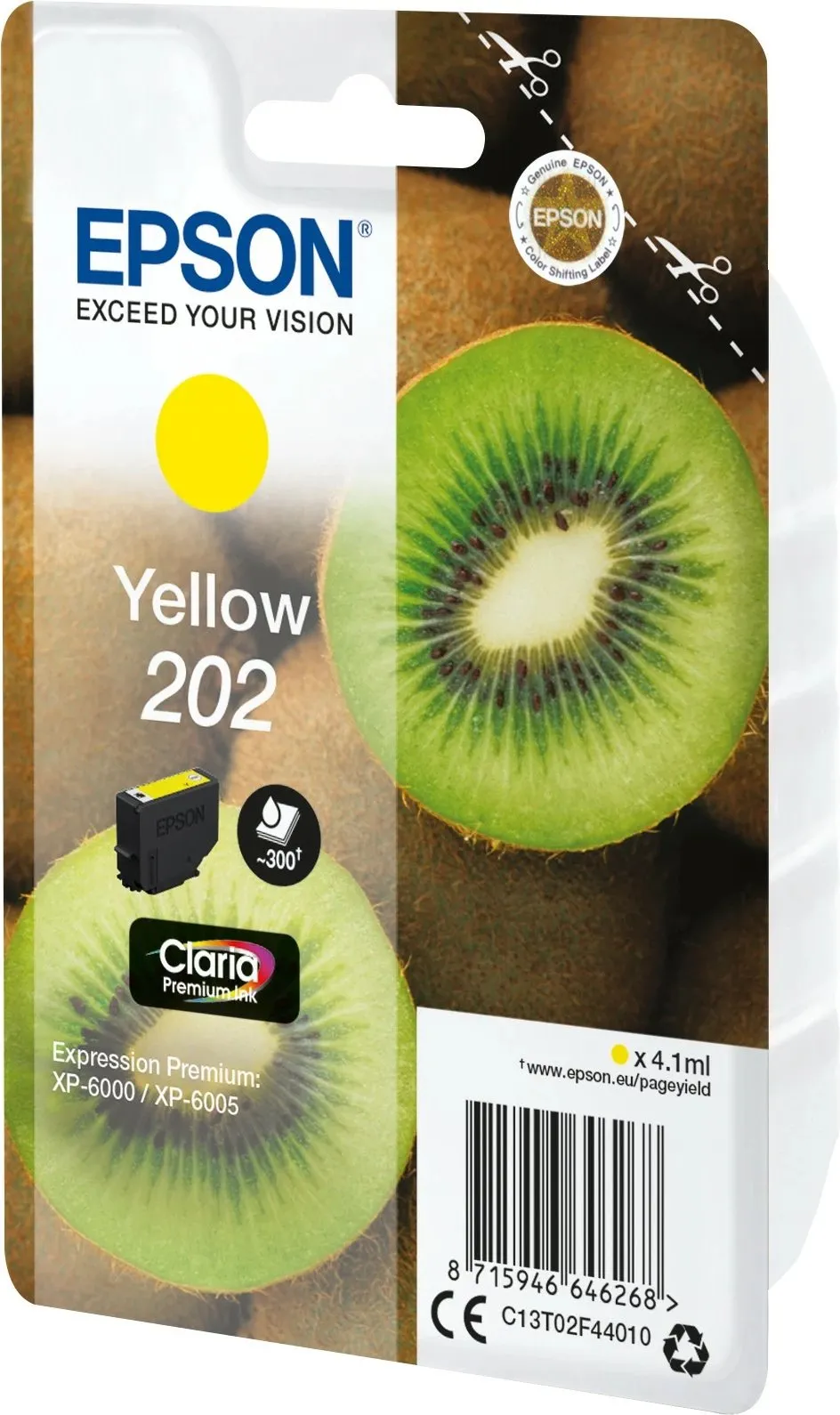 Ngjyrë për printer EPSON ink Yellow 202 Premium, 4.1ml, 300 faqe, e verdhë - 2