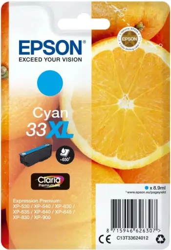 Ngjyrë për printer Epson Singlepack Cyan 33XL Claria Premium Ink, e kaltër