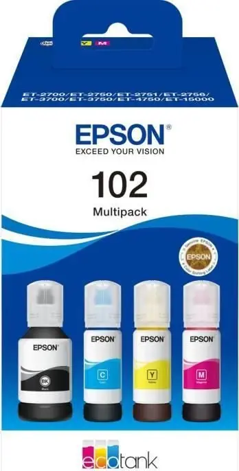 Set ngjyrash për printer Epson, zezë/ verdhë/ kaltër/ magenta