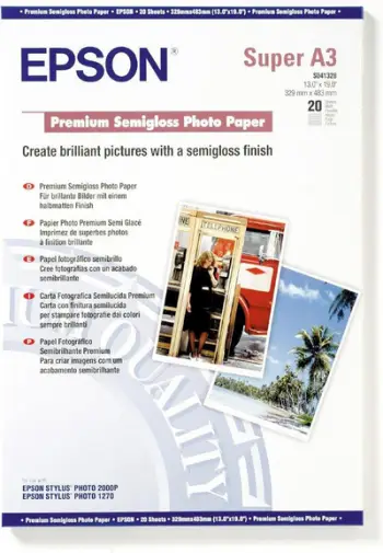 Letër fotografike EPSON Premium Semigloss për printer A3+, 20 fletë