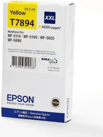 Ngjyrë për printer Epson WF-5xxx Series T7894, 34,2 ml, e verdhë, XXL
