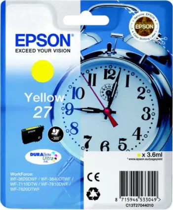 Ngjyrë për printer Epson DURABrite Ultra Ink 27, 300 faqe, e verdhë