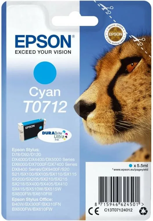 Ngjyrë Epson T0712 DURABrite Ultra, e kaltër e lehtë - 1