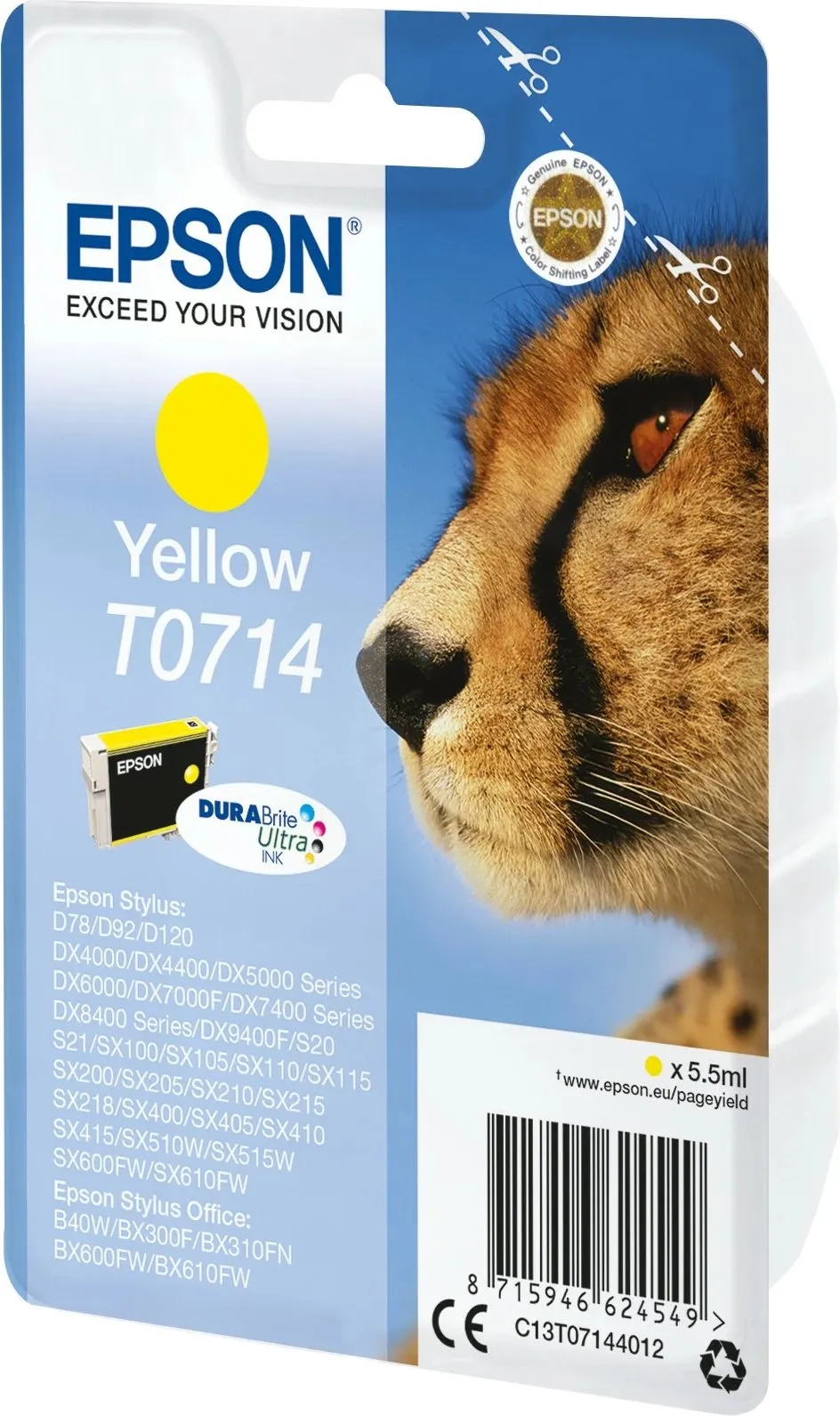 Ngjyrë printeri Epson Singlepack T0714 DURABrite Ultra, e verdhë - 2