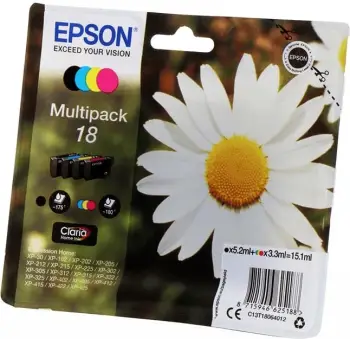 Set i ngjyrave për printer Epson Multipack 18 Claria Home Ink, 355 faqe, 4 ngjyra
