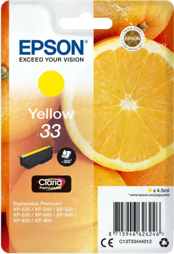 Ngjyrë Epson Singlepack 33 Claria Premium Ink, e verdhë