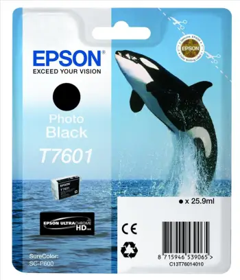 Ngjyrë për printim fotografik Epson T7601, 25ml, e zezë