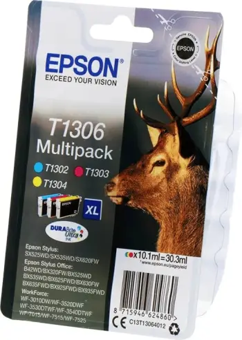 Bojë printeri Epson T1306 C13T13064012 XL, cian magenta e verdhë, multipack