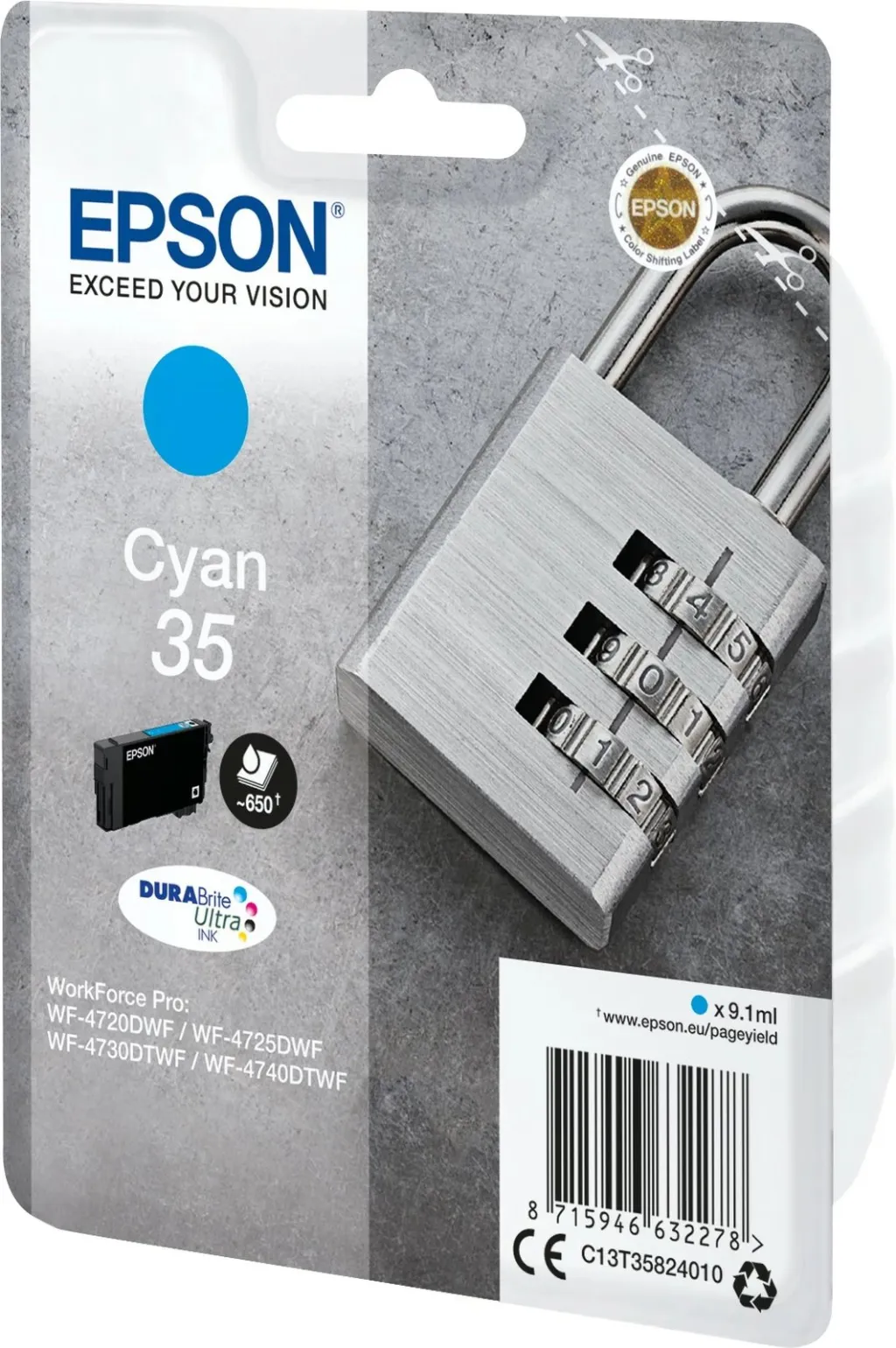 Toner Epson DURABrite Ultra Ink 35, Cyan, 9.1ml, 650 faqe - 2