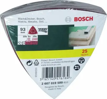 Letra zmerile Bosch 25 copë, 93mm, 60/120/240