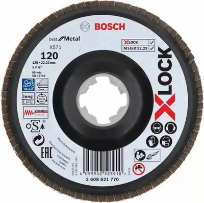 Disk lamelar Bosch X-LOCK X571, 125 mm, granulim G120 - 1