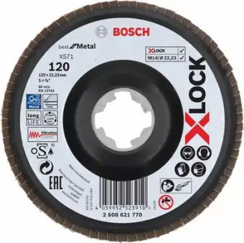 Disk lamelar Bosch X-LOCK X571, 125 mm, granulim G120