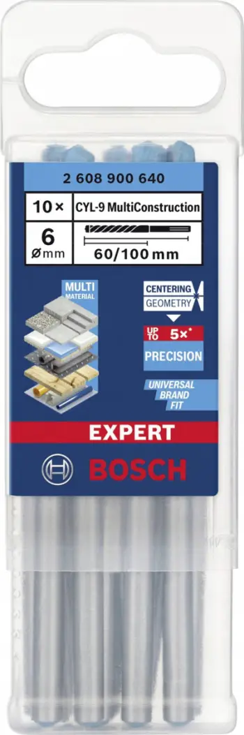 Set stërvitëse Bosch Expert CYL-9 MultiConstruction, 6mm, 10 copë, gjatësi pune 60mm