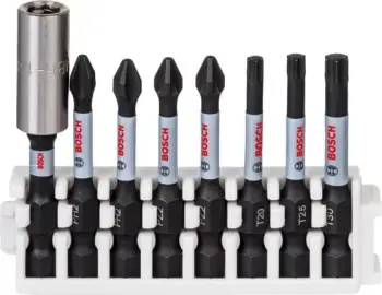 Set bitash Bosch 2 608 522 326, 7 copë, Phillips, Pozidriv, Torx, Çelik