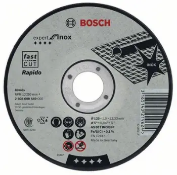 Disk për prerjen e çelikut Bosch Rapido 2 608 600 710, 180x22x1.6mm, i zi