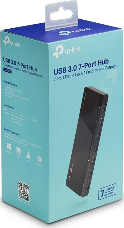 USB Hub TP-Link UH700, 7 porta USB 3.0, 3 porta karikimi, e zezë - 2